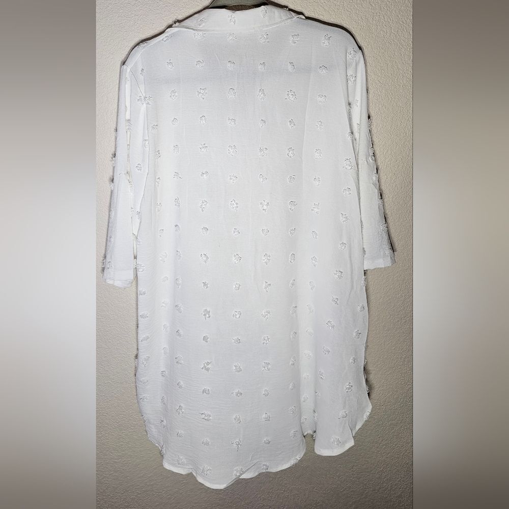 White Large Polka Dot Tunic Swimsuit Cover-up - Picture 2 of 5